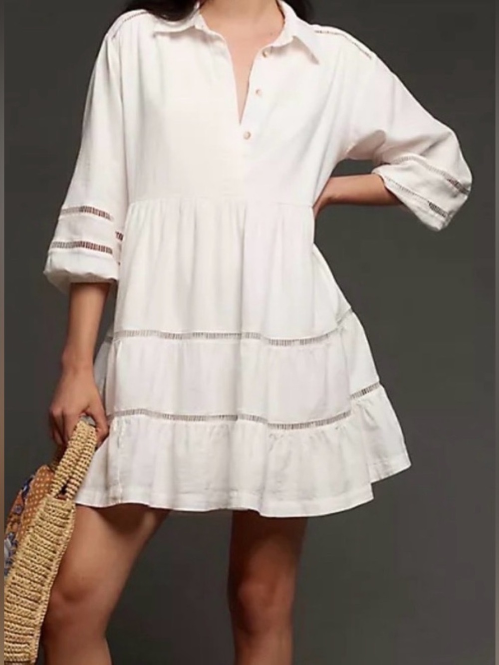 Bettina Women’s Cream Tiered Tunic Dress L
